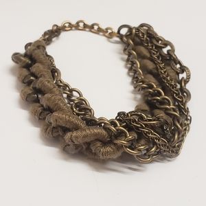 Unique Bronze Chunky Thread Wrapped Multi Chain Bracelet